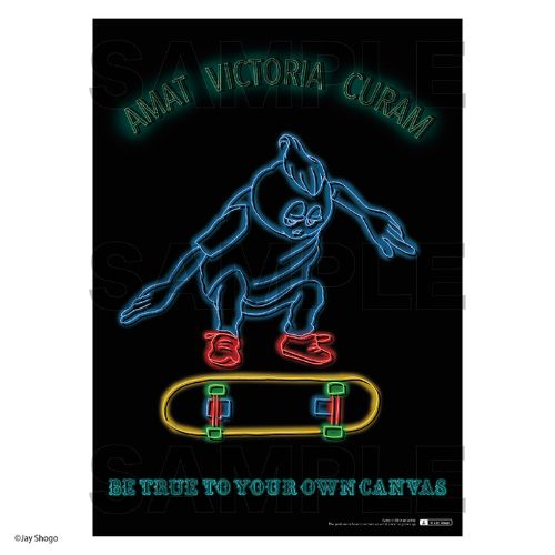 Neon Sign Skateboarding Postcard